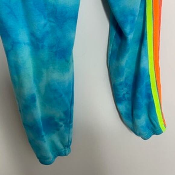 Aviator Nation Blue Tie Dye Sweatpants Neon Stripe Womens Medium - Picture 8 of 9